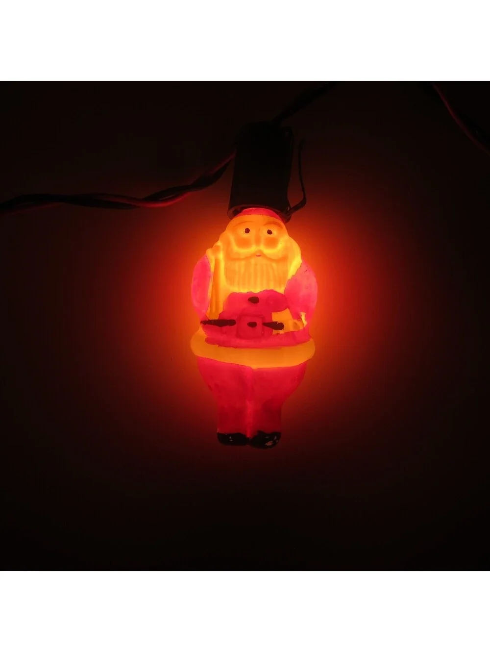 Vintage Santa Claus Christmas Milk Glass Light Bulb Figural Toy Sack Japan WORKS